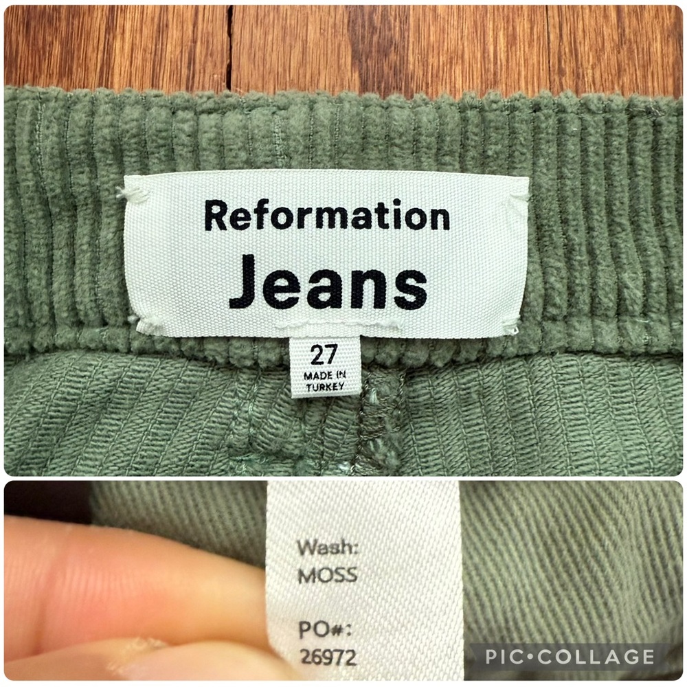 Reformation Cynthia Button Fly Corduroy Pants Jeans in Moss Green size 27 - Picture 13 of 16